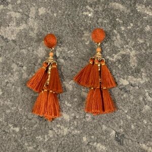 Orange tassel earrings
